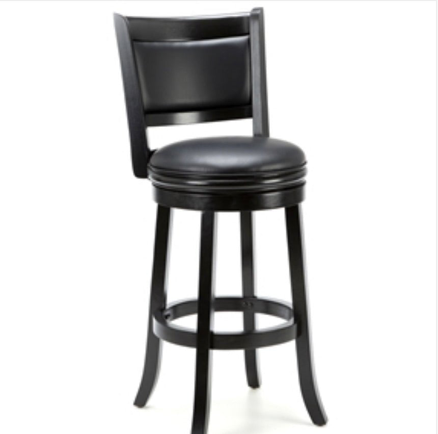 Black 29-inch Swivel Seat Barstool with Faux Leather Cushion Seat - Ruth Envision