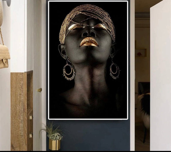 Black Gold Nude African Art Woman Oil Painting (Canvas Painting) No frame - Ruth Envision