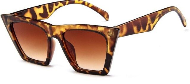 Chic Black Oversized Square Sunglasses for Women with Bold Plastic Frame in Red Leopard and Blue