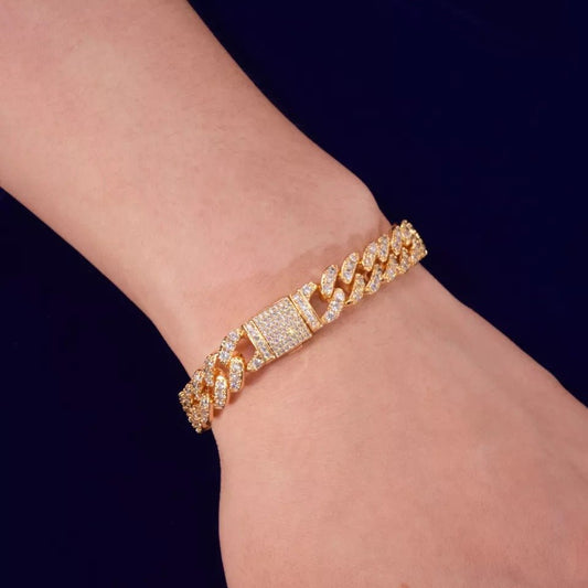 Bling Miami Link Bracelet 10mm Luxurious Gold Plated Jewelry For Women Statement Accessory