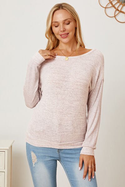 Chic Backless Boat Neck T-Shirt with Relaxed Dropped Shoulders