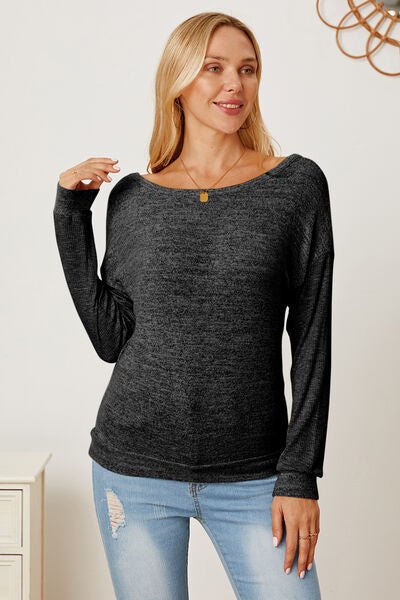 Chic Backless Boat Neck T-Shirt with Relaxed Dropped Shoulders