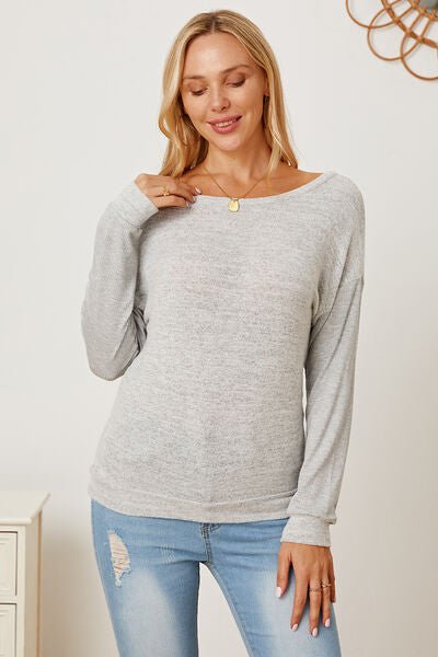 Chic Backless Boat Neck T-Shirt with Relaxed Dropped Shoulders