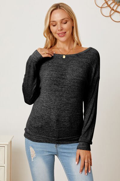 Chic Backless Boat Neck T-Shirt with Relaxed Dropped Shoulders