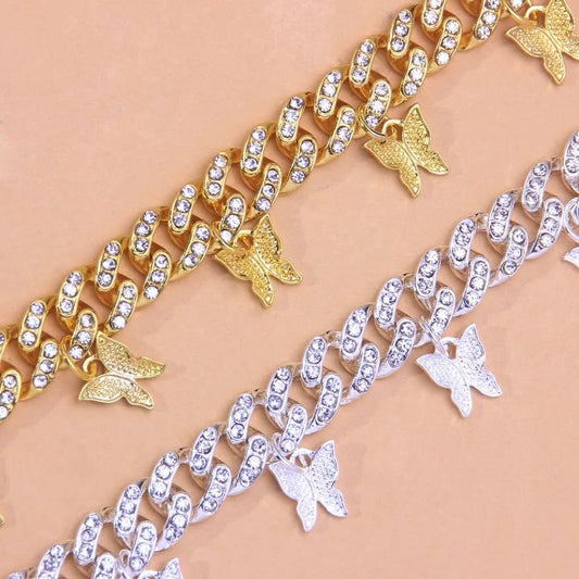 Enchanting Butterfly Cuban Link Anklet For Elegant Everyday Wear And Statement Style
