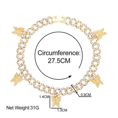 Enchanting Butterfly Cuban Link Anklet For Elegant Everyday Wear And Statement Style