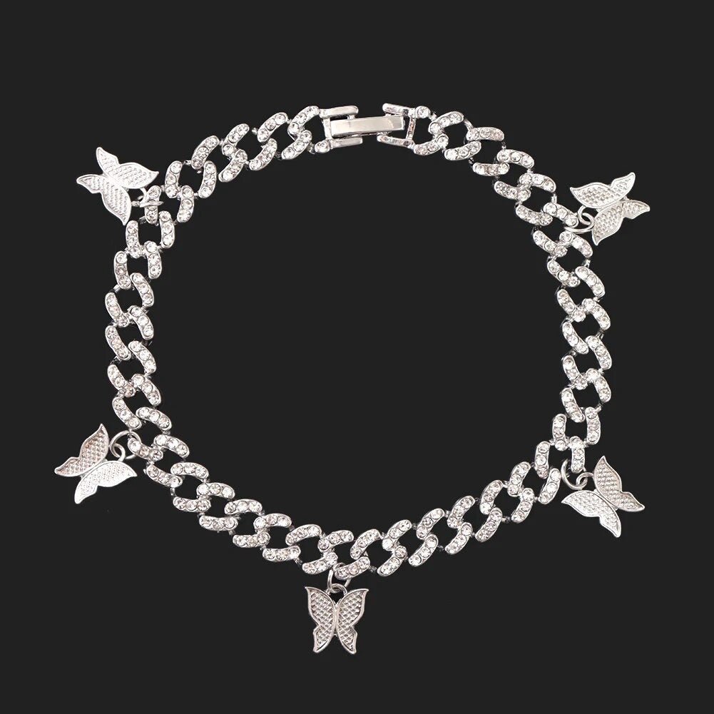 Enchanting Butterfly Cuban Link Anklet For Elegant Everyday Wear And Statement Style