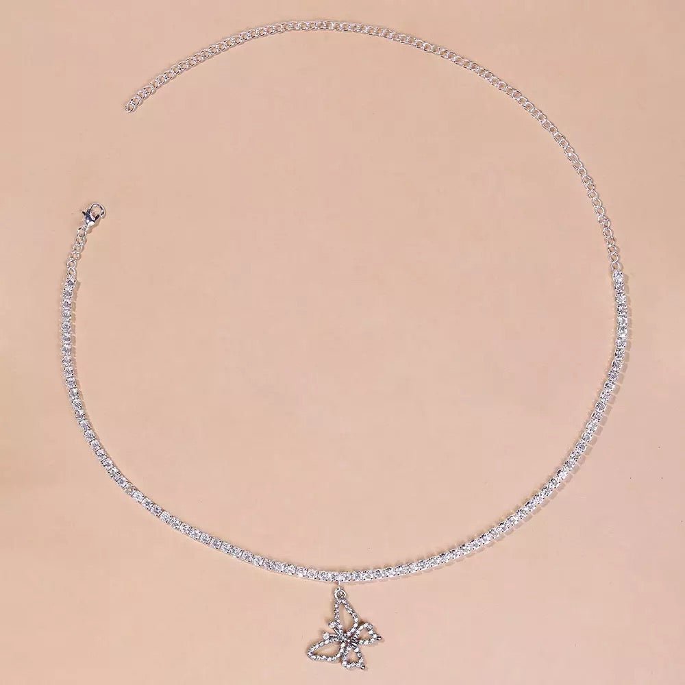Butterfly Pendant Necklace Choker