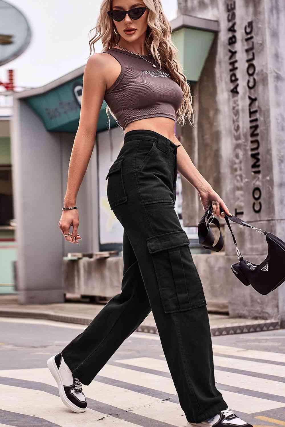 High Rise Button Front Casual Denim Jeans for Women