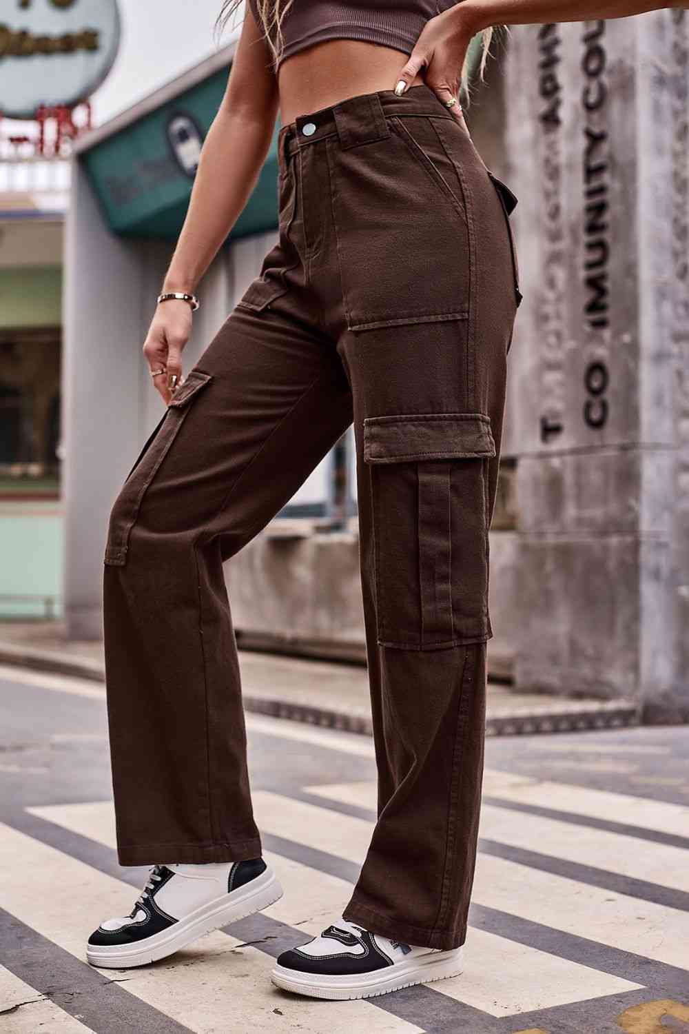 High Rise Button Front Casual Denim Jeans for Women