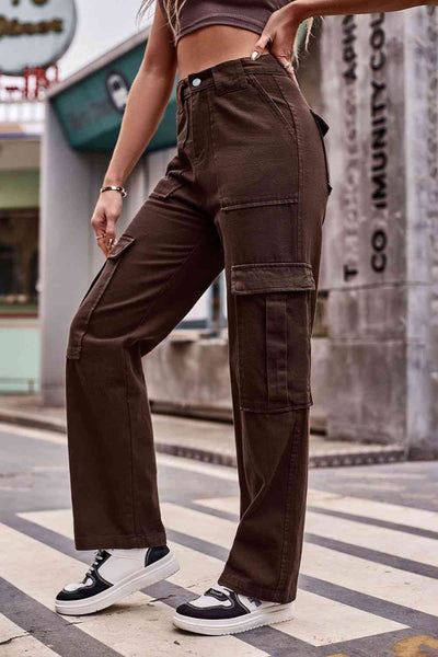 High Rise Button Front Casual Denim Jeans for Women