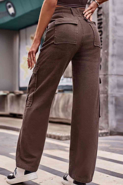 High Rise Button Front Casual Denim Jeans for Women