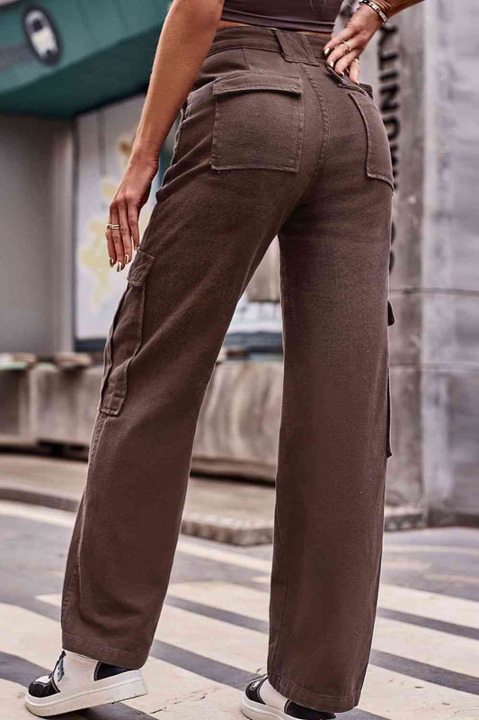High Rise Button Front Casual Denim Jeans for Women