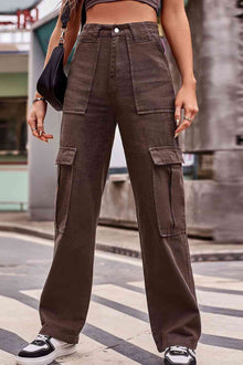 High Rise Button Front Casual Denim Jeans for Women
