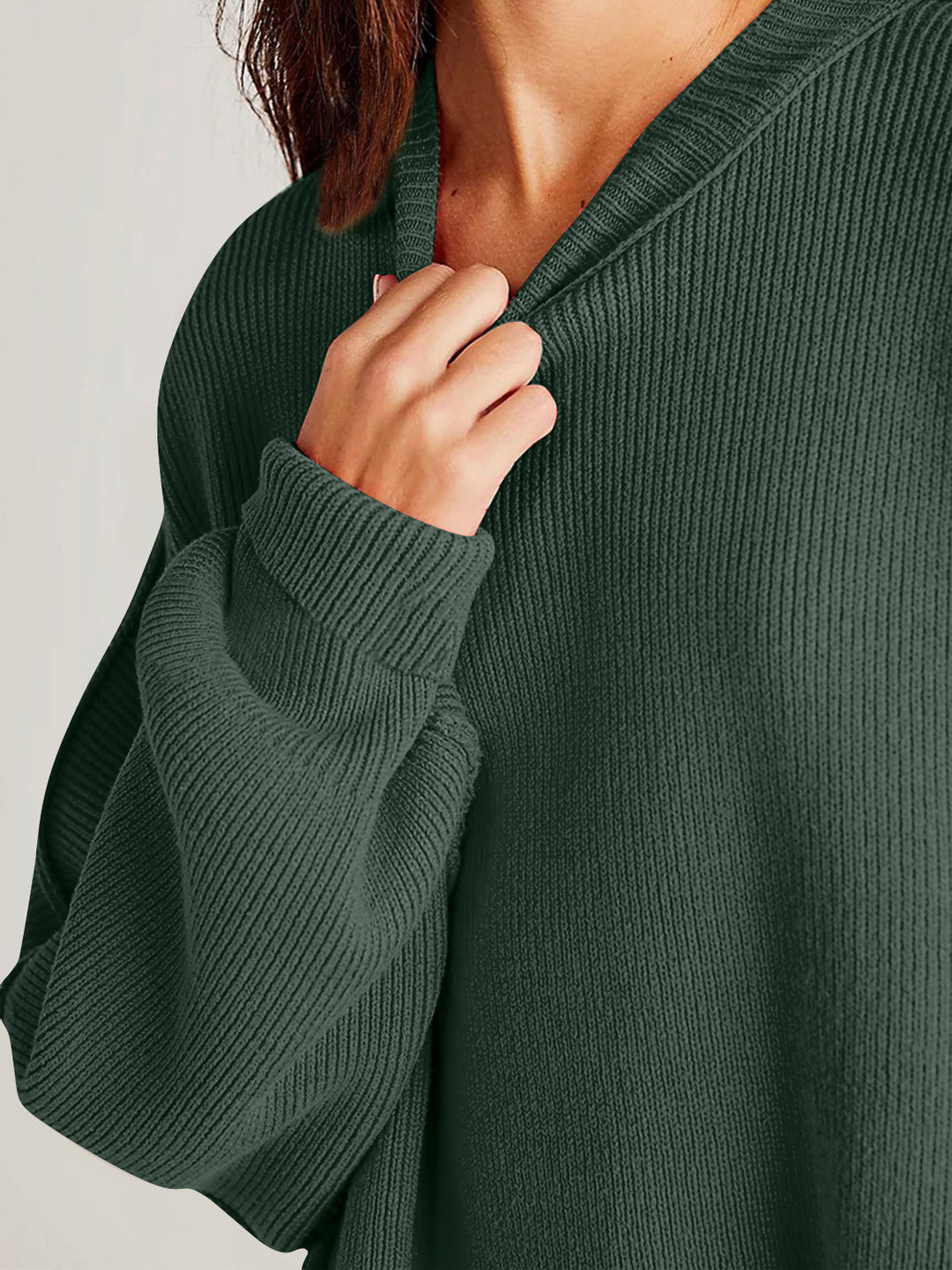 Chic Side Slit Long Sleeve Sweater with Round Neck