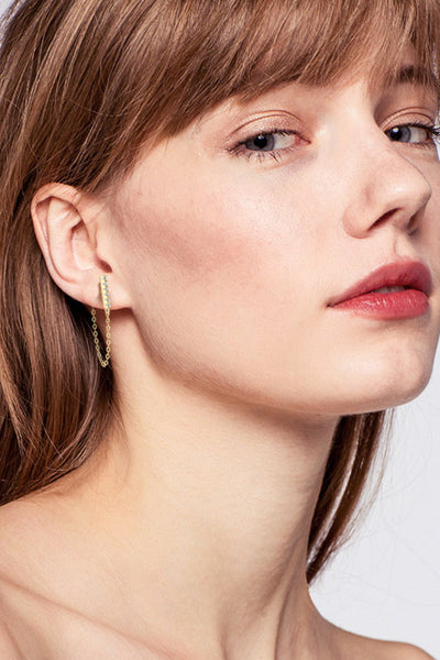 Moissanite 925 Sterling Silver Connected Earrings for Elegance