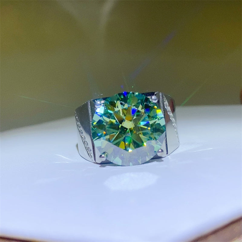 10 Carat Moissanite 925 Sterling Silver Signet Ring Luxury