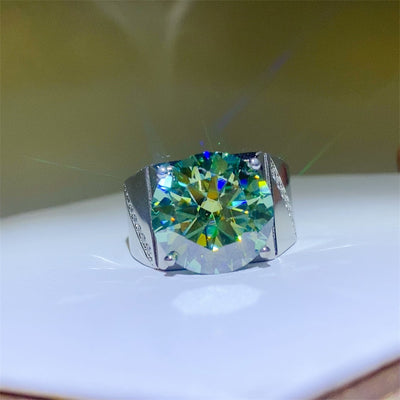 10 Carat Moissanite 925 Sterling Silver Signet Ring Luxury