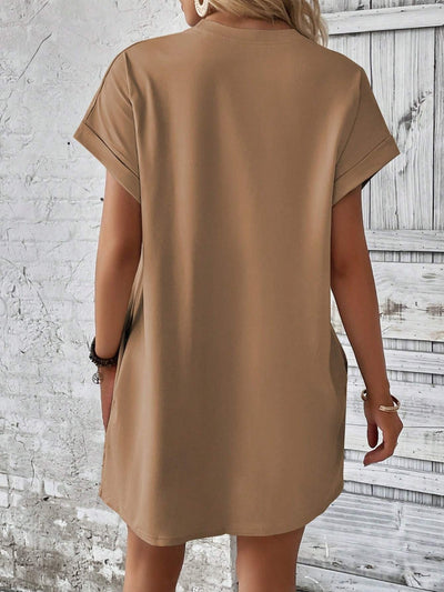 Effortless Elegance Short Sleeve Round Neck Mini Dress for All Occasions