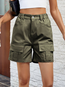 Chic High-Waisted Denim Shorts with Practical Pockets