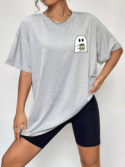 Ghostly Charm Round Neck Short Sleeve T-Shirt for Women