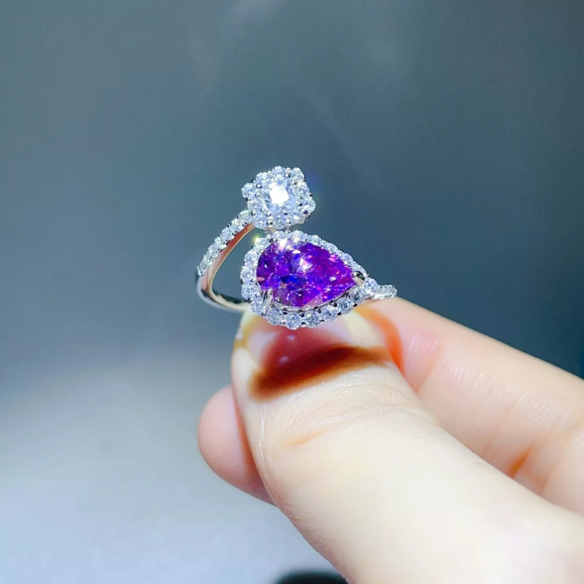 2 Carat Moissanite 925 Sterling Silver Bypass Ring