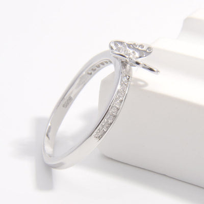 925 Sterling Silver Inlaid Zircon Butterfly Ring for Women