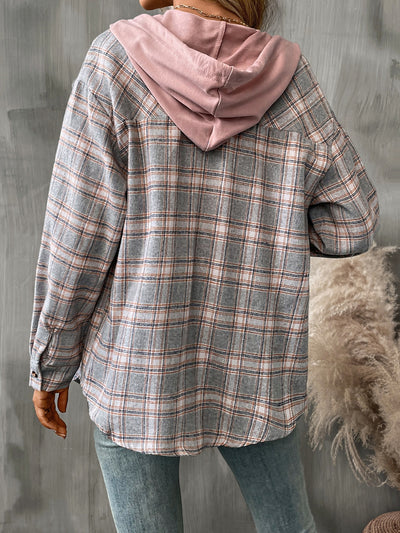 Plaid Long Sleeve Hooded Jacket for Stylish Comfort