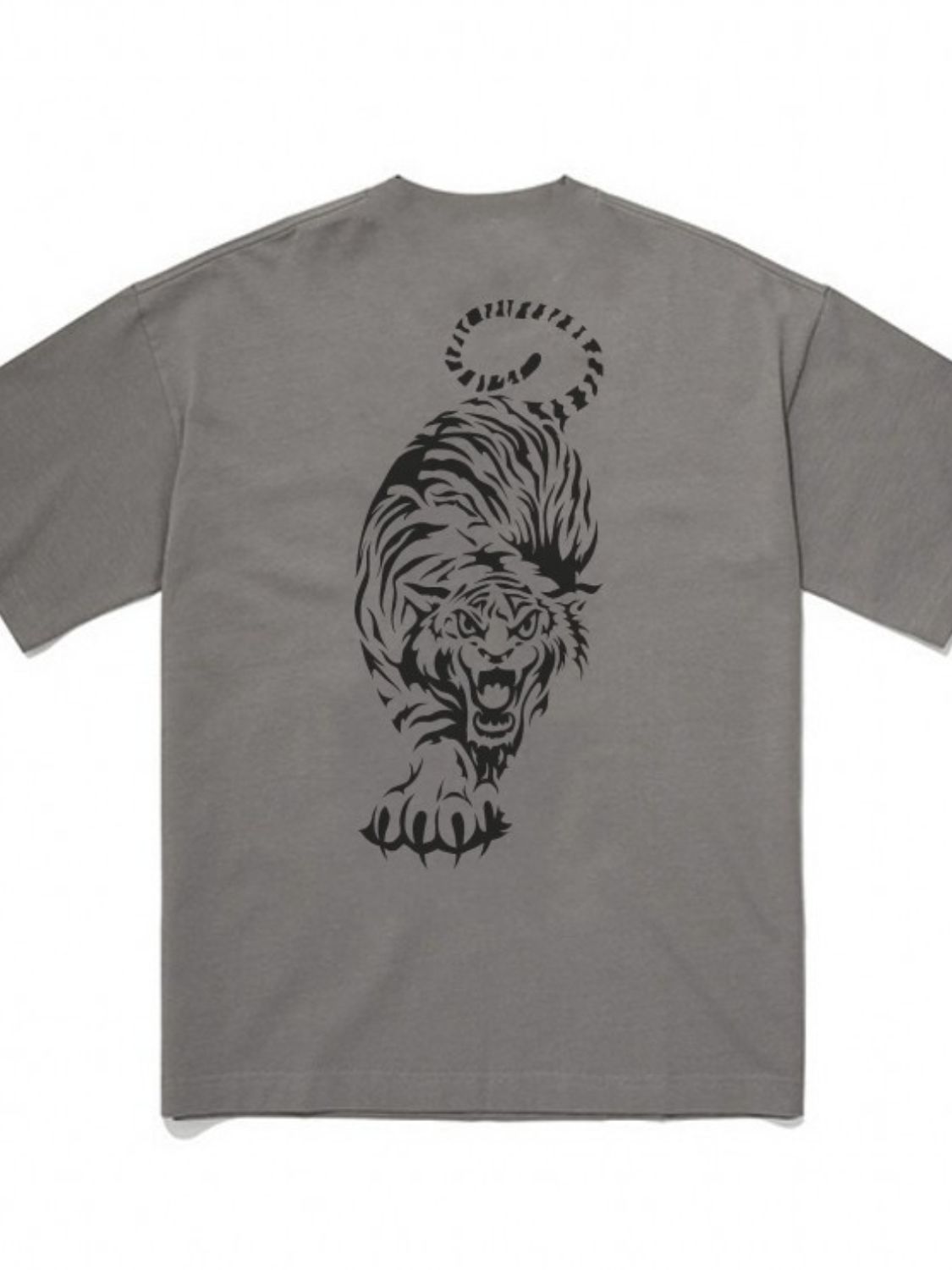 Men's Plus Size Tiger Round Neck Short Sleeve T-Shirt for Comfort