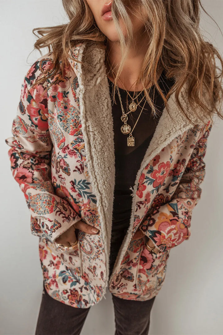 Fashionable Printed Long Sleeve Hooded Coat