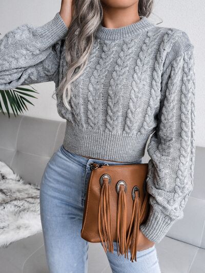 Chic Cable-Knit Round Neck Sweater for Effortless Style