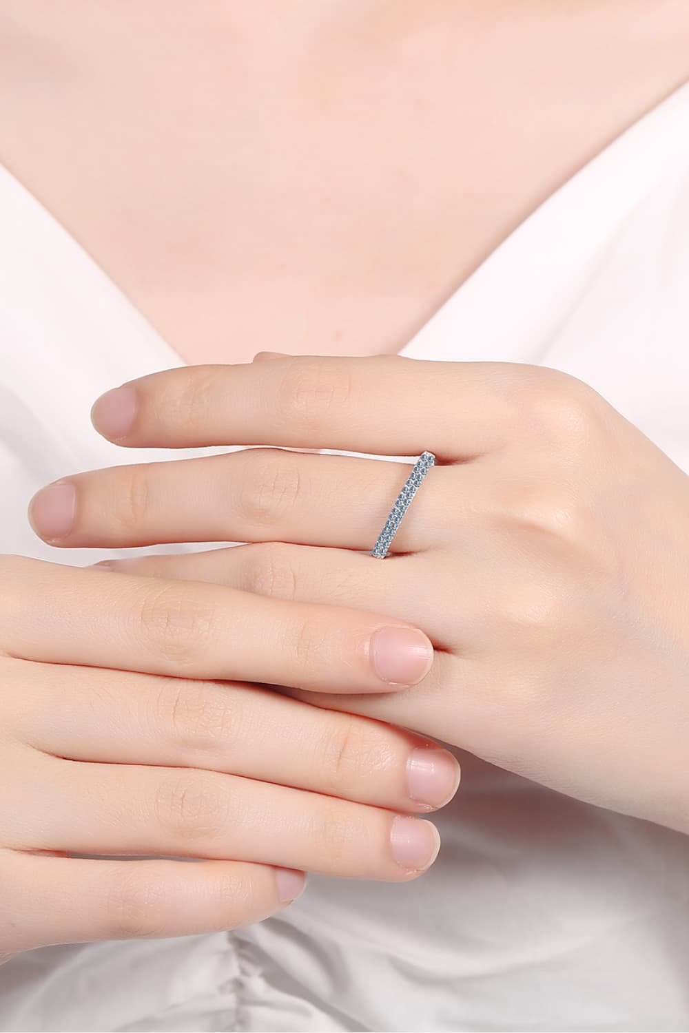 Moissanite 925 Sterling Silver Half-Eternity Ring for Elegance
