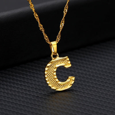 Capital Letter Initial Necklace For Women Stainless Steel Gold A To Z Alphabet Pendant