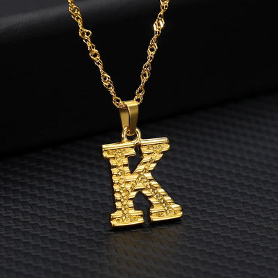 Capital Letter Initial Necklace For Women Stainless Steel Gold A To Z Alphabet Pendant