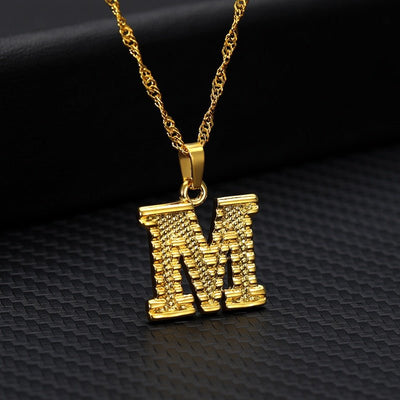 Capital Letter Initial Necklace For Women Stainless Steel Gold A To Z Alphabet Pendant
