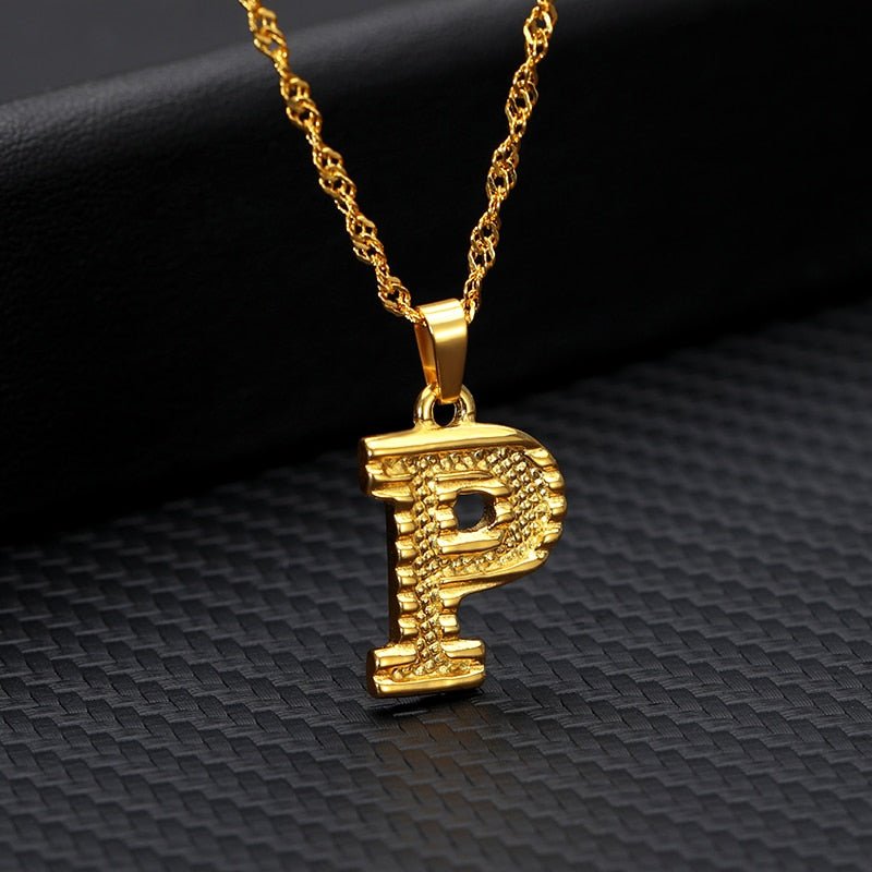 Capital Letter Initial Necklace For Women Stainless Steel Gold A To Z Alphabet Pendant