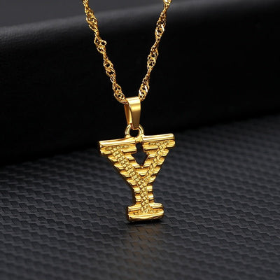 Capital Letter Initial Necklace For Women Stainless Steel Gold A To Z Alphabet Pendant