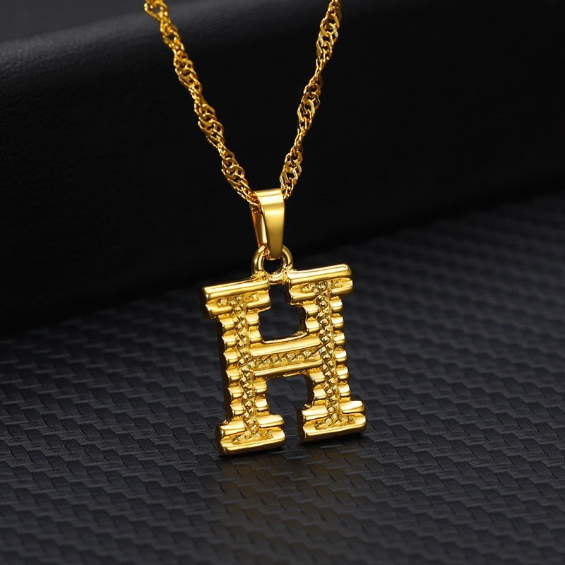 Capital Letter Initial Necklace For Women Stainless Steel Gold A To Z Alphabet Pendant