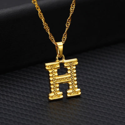 Capital Letter Initial Necklace For Women Stainless Steel Gold A To Z Alphabet Pendant