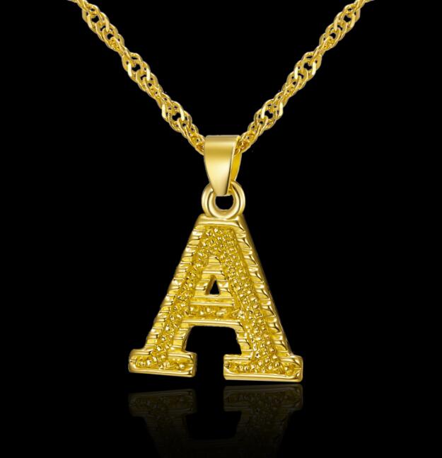 Capital Letter Initial Necklace For Women Stainless Steel Gold A To Z Alphabet Pendant