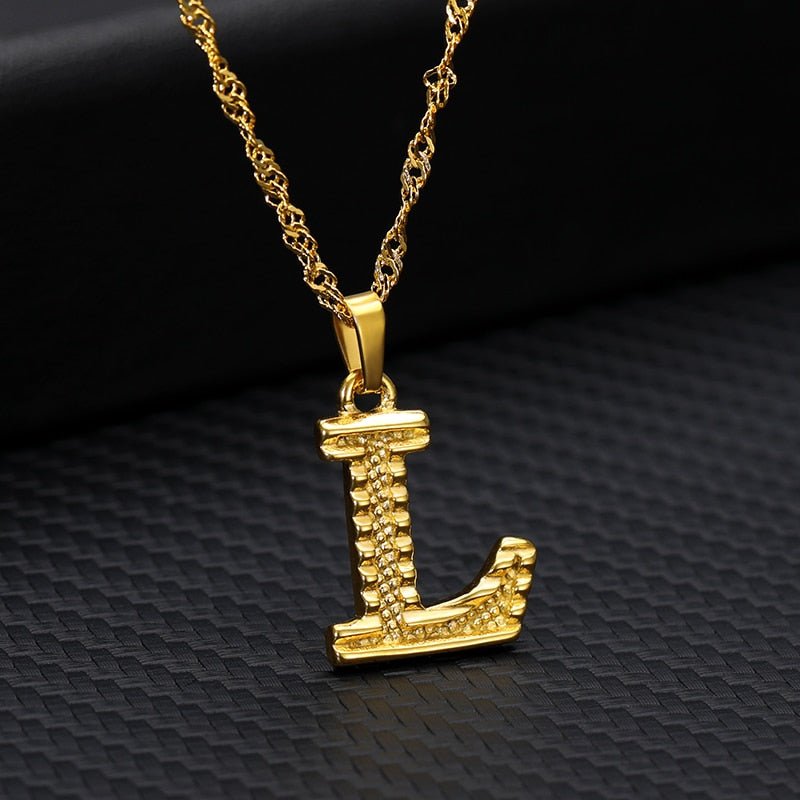 Capital Letter Initial Necklace For Women Stainless Steel Gold A To Z Alphabet Pendant
