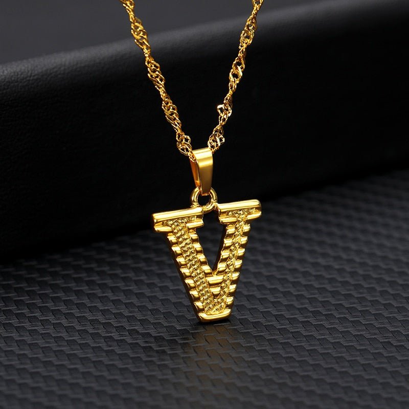 Capital Letter Initial Necklace For Women Stainless Steel Gold A To Z Alphabet Pendant