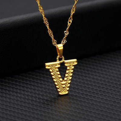 Capital Letter Initial Necklace For Women Stainless Steel Gold A To Z Alphabet Pendant