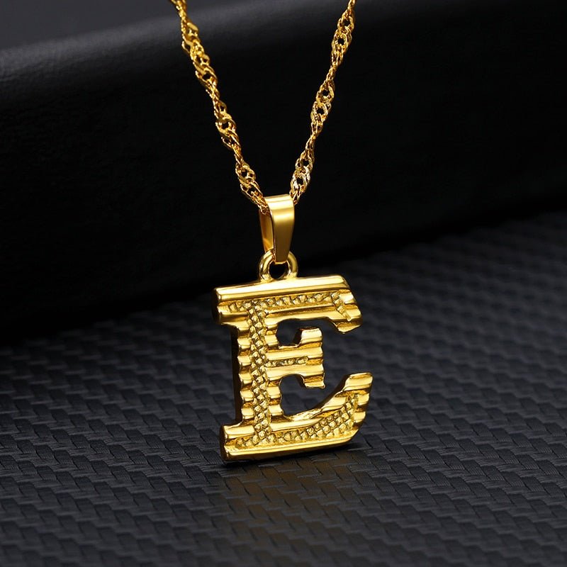 Capital Letter Initial Necklace For Women Stainless Steel Gold A To Z Alphabet Pendant