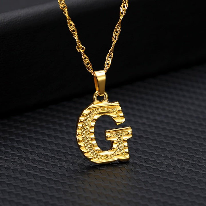 Capital Letter Initial Necklace For Women Stainless Steel Gold A-Z Alphabet Pendant Necklace