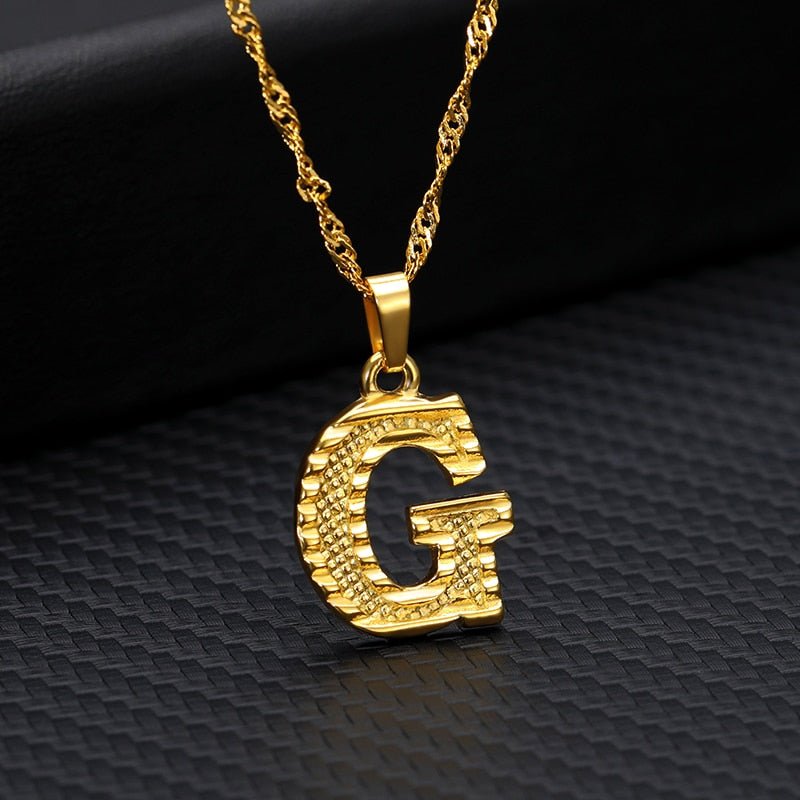 Capital Letter Initial Necklace For Women Stainless Steel Gold A To Z Alphabet Pendant