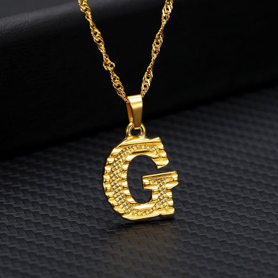 Capital Letter Initial Necklace For Women Stainless Steel Gold A To Z Alphabet Pendant