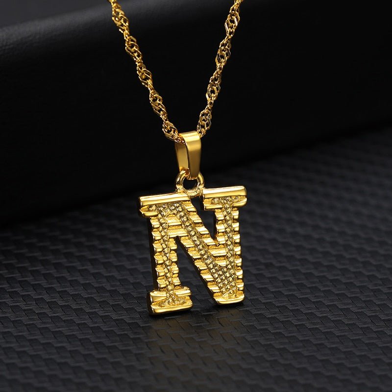 Capital Letter Initial Necklace For Women Stainless Steel Gold A To Z Alphabet Pendant