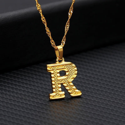 Capital Letter Initial Necklace For Women Stainless Steel Gold A To Z Alphabet Pendant