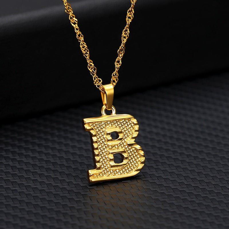 Capital Letter Initial Necklace For Women Stainless Steel Gold A To Z Alphabet Pendant